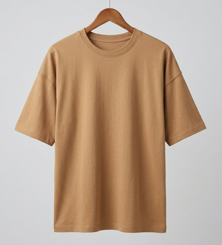Drop Shoulder Camel Tee