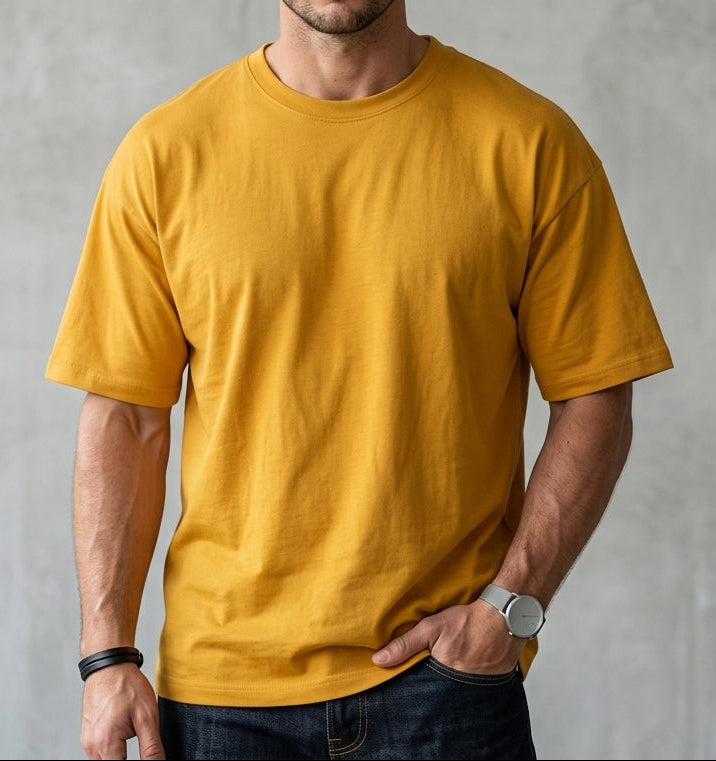 Drop Shoulder Yellow Tee