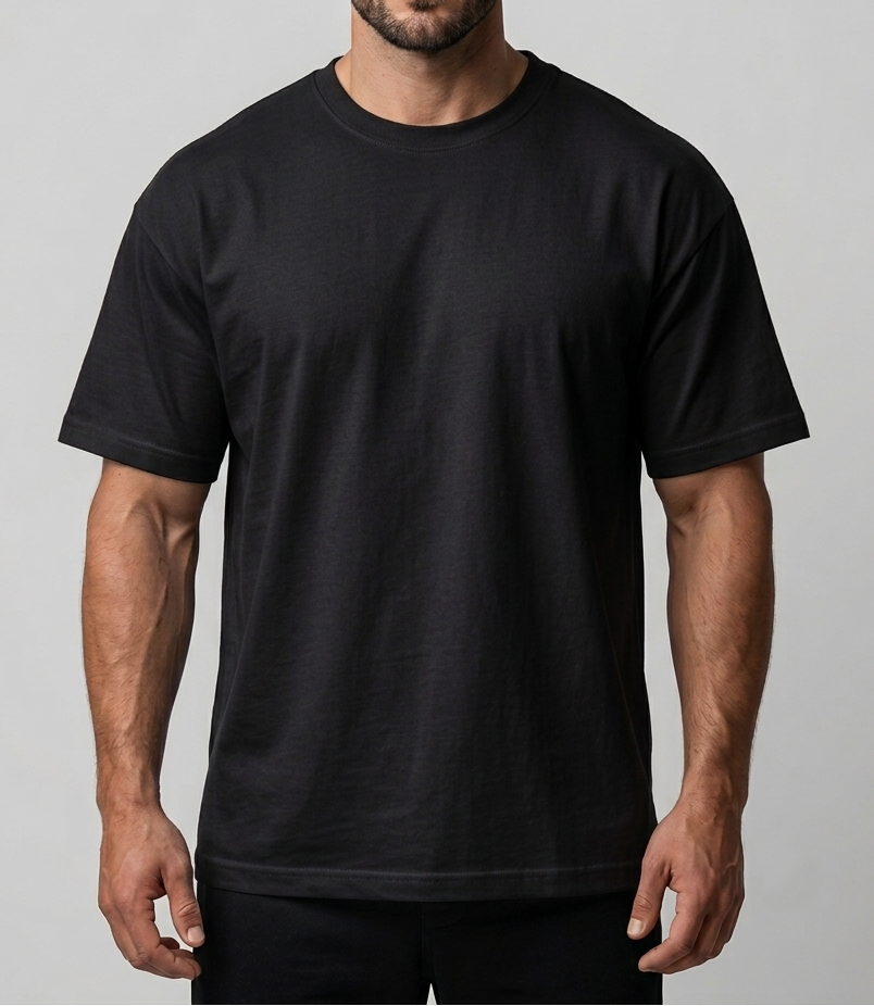 Drop Shoulder Black Tee
