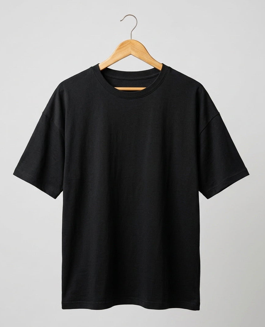 Drop Shoulder Black Tee