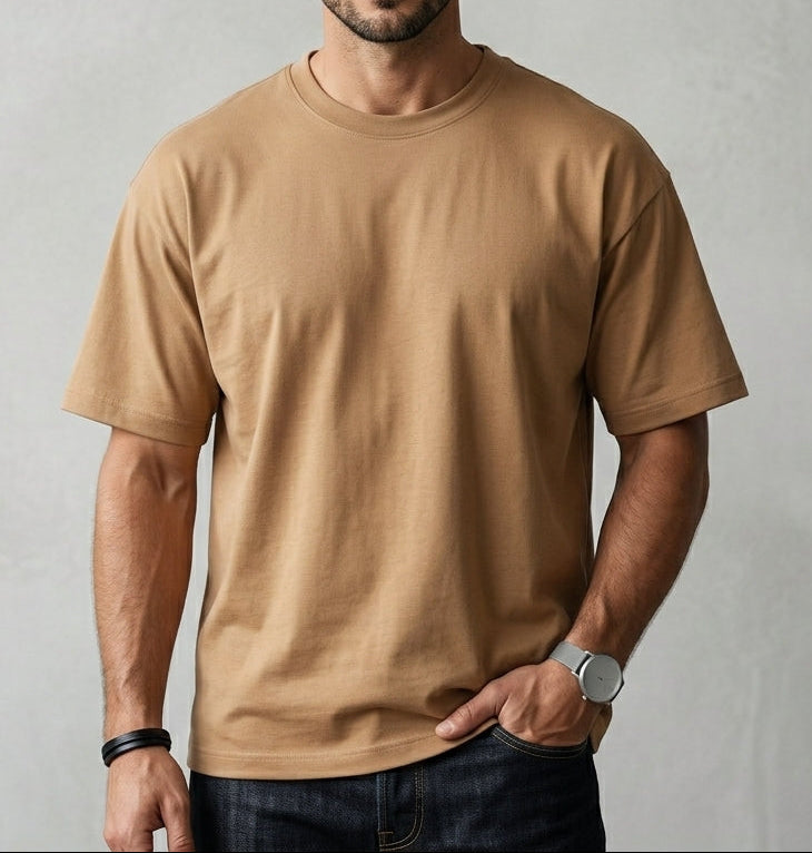 Drop Shoulder Camel Tee