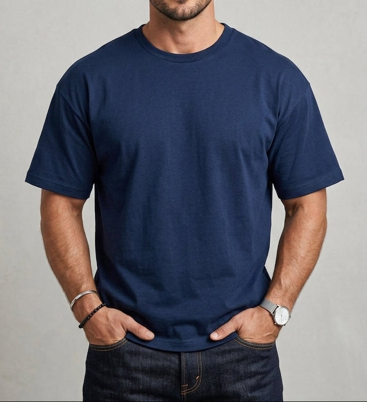 Drop Shoulder Navy Tee