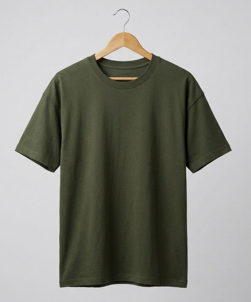 Drop Shoulder Olive Green Tee