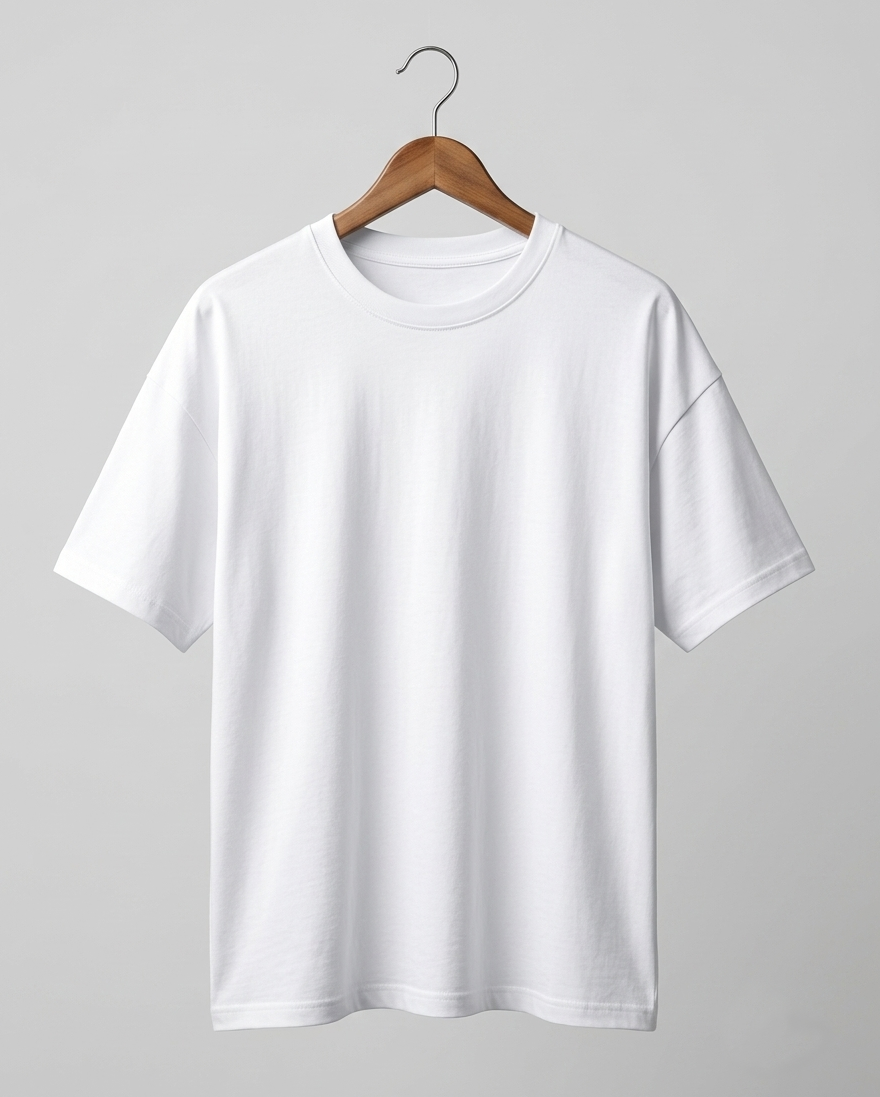Drop Shoulder White Tee
