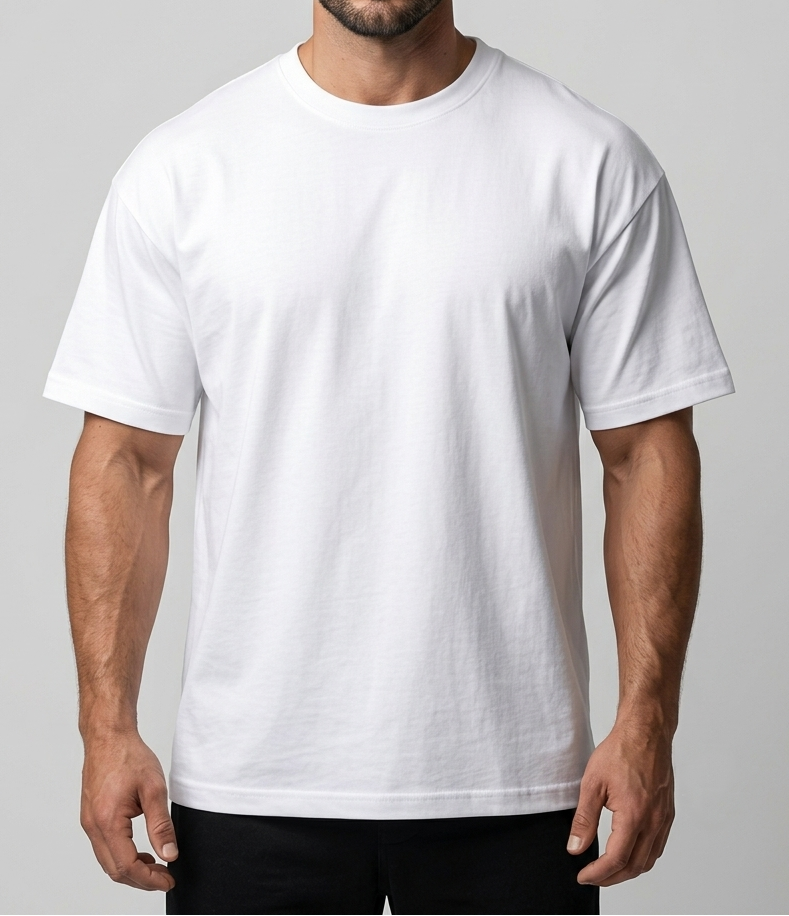 Drop Shoulder White Tee