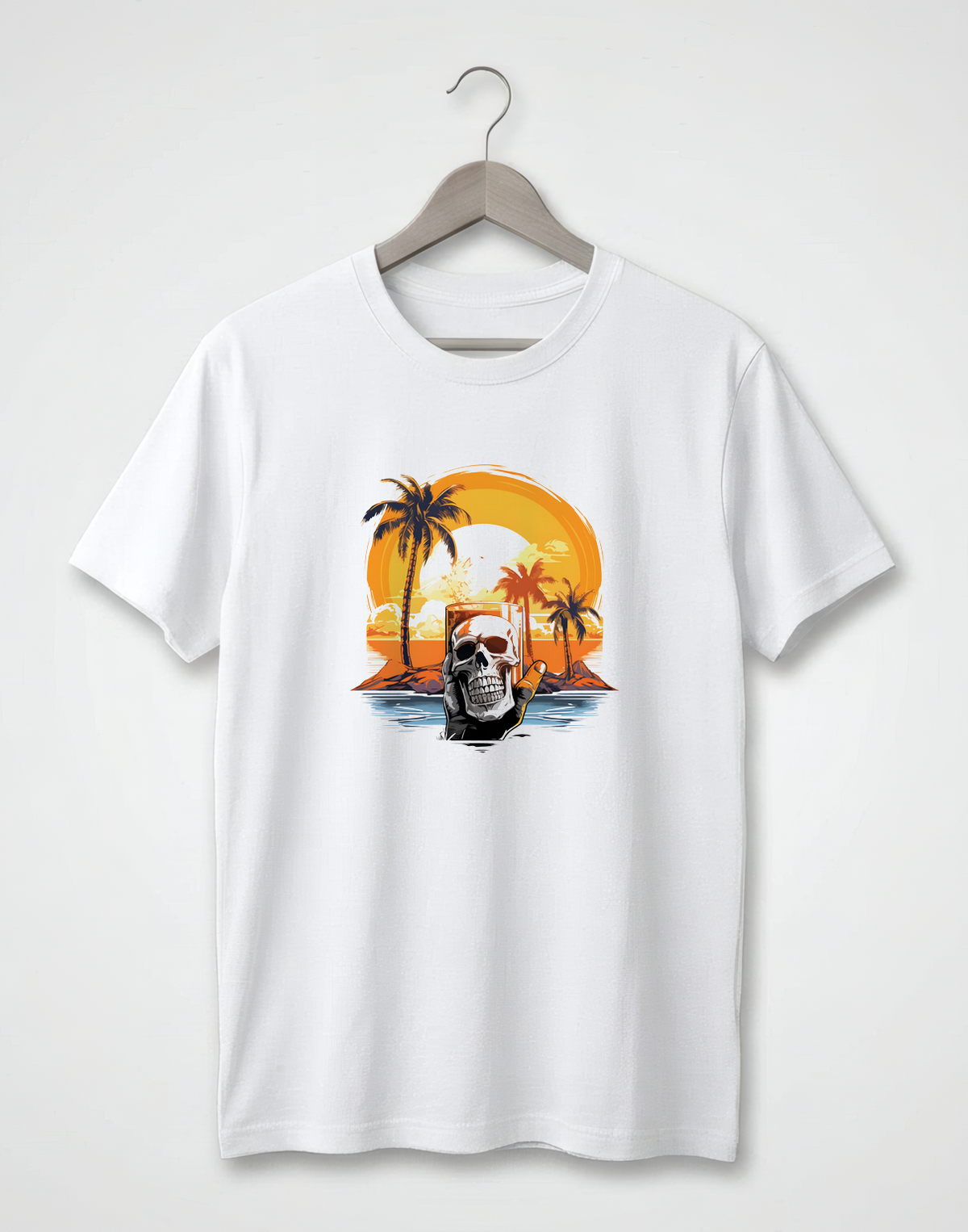 Sunset Skull White Tee